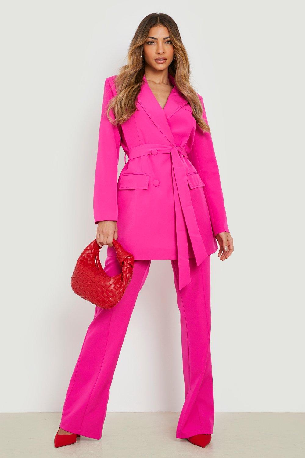 Tie Waist Stitch Detail Longline Blazer boohoo